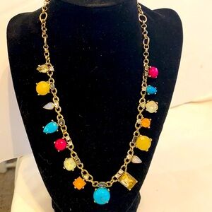 LOFT Gold Multi Color Gem Necklace